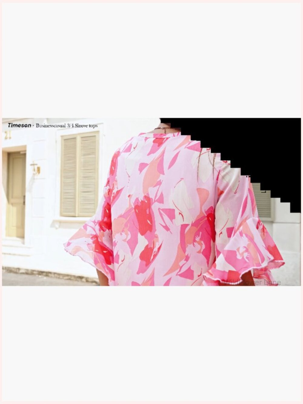 3/4 Length Sleeve Womens Blouse Dressy Casual Button Down V Neck Pullover Top - Picture 6 of 7